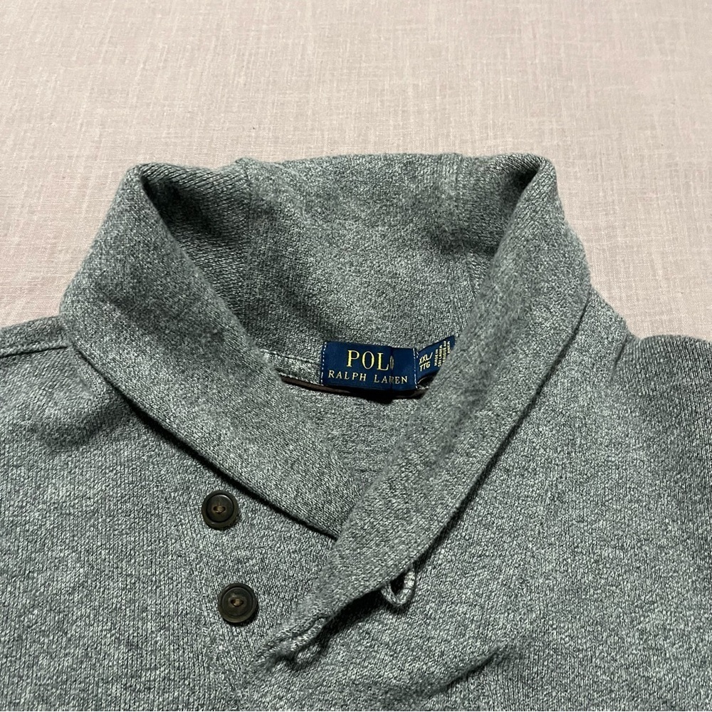Polo Ralph Lauren Charcoal Button Collar Pull Over Sweater Size XXL Oversized - Picture 3 of 7